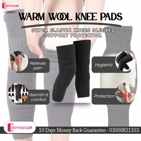 2 Pcs Warm Wool Knee Pads Super Elastic Knees Sleeves Support Protector