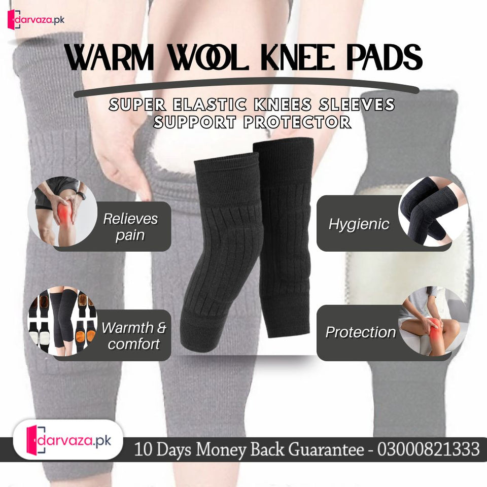 2 Pcs Warm Wool Knee Pads Super Elastic Knees Sleeves Support Protector